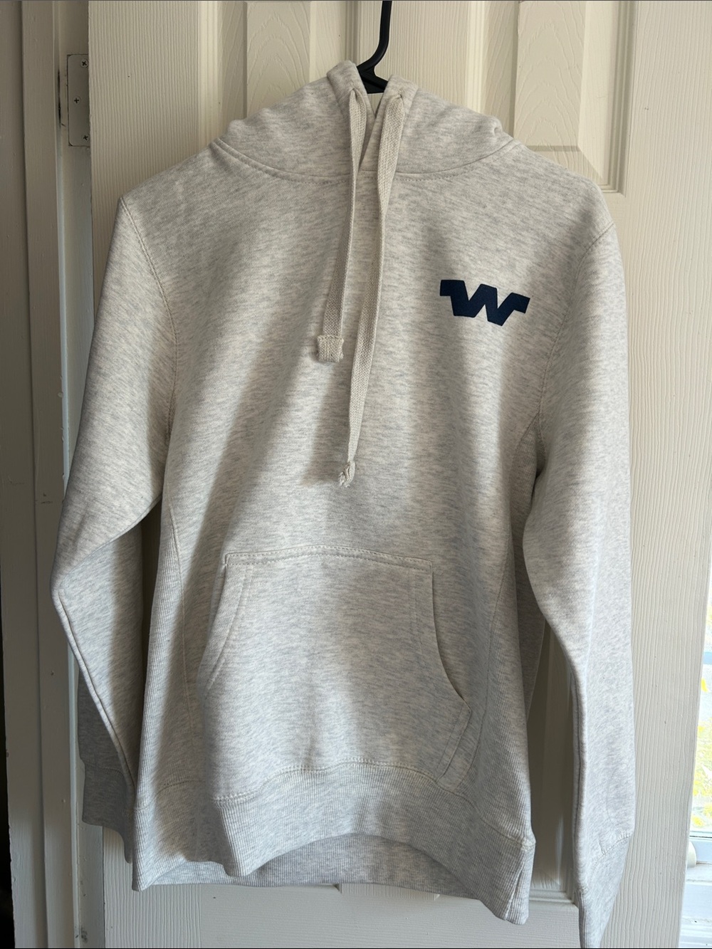Men's Light Gray Crewneck Hoodie with Navy 'W' Logo